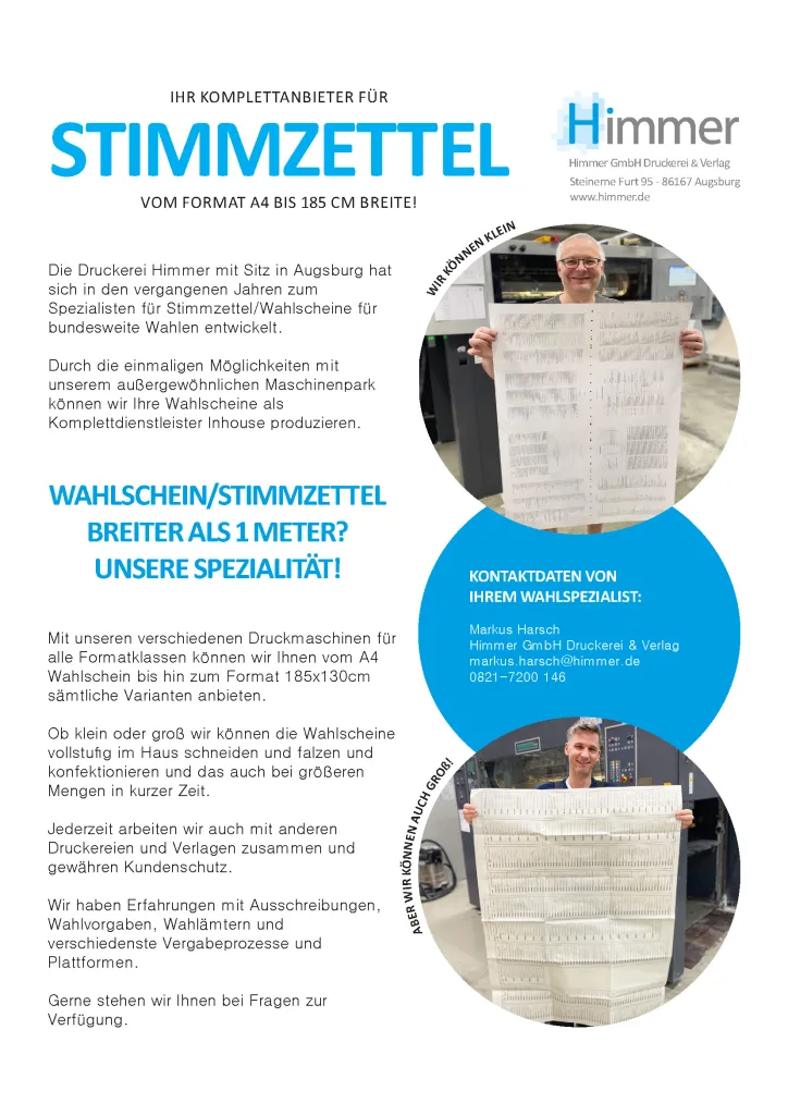 Große Stimmzettel für Ihre Wahl